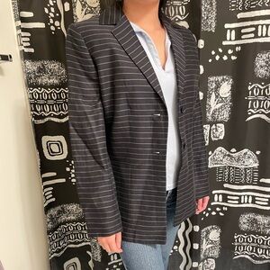 Vintage Ann Taylor Petite striped dark gray suit blazer, size 4P
